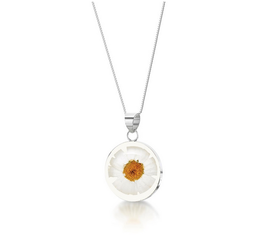 Sterling Silver Large Round Daisy Necklace