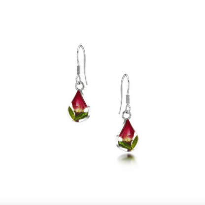 Sterling Silver Rose Bud Drop Earrings