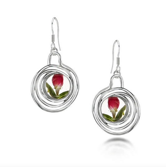 Sterling Silver Spiral Rose Drop Earrings