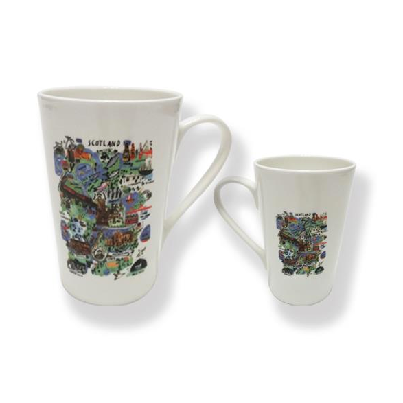 Set Of 2 "Scotland Mapped Out" Mugs