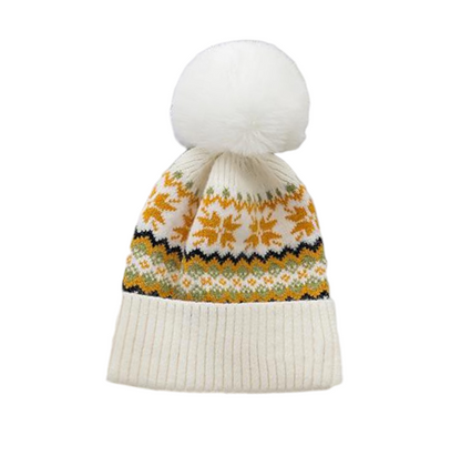 Ladies Pom Pom Fairisle Hat