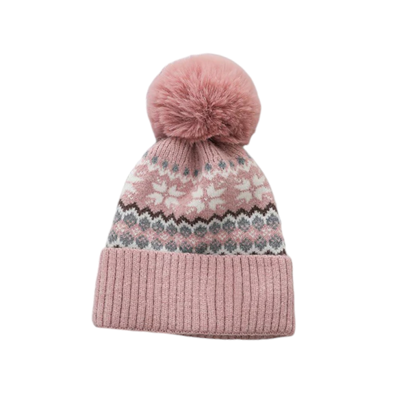 Ladies Pom Pom Fairisle Hat