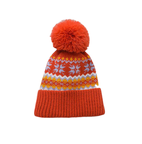 Ladies Pom Pom Fairisle Hat