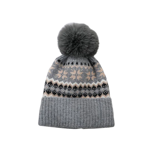 Ladies Pom Pom Fairisle Hat