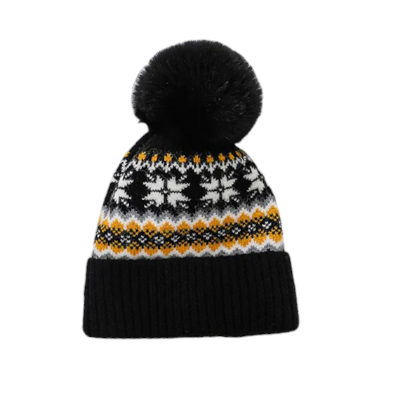 Ladies Pom Pom Fairisle Hat