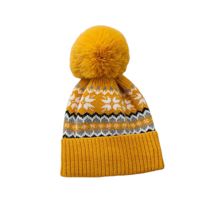 Ladies Pom Pom Fairisle Hat