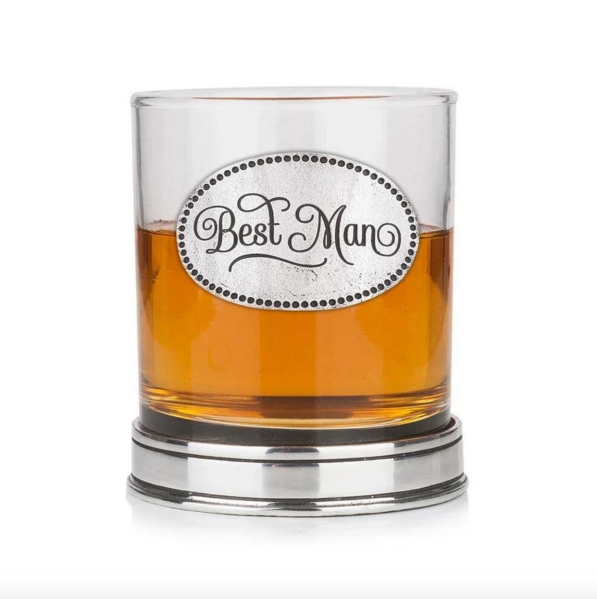 Pewter Base "Best Man" Glass