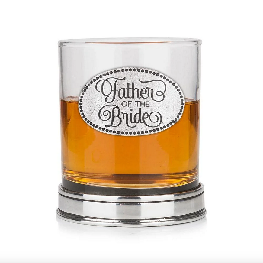 Pewter Base "Father Of The Bride" Glass