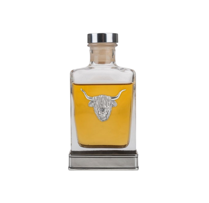 Highland Cow Glass Whisky Flask