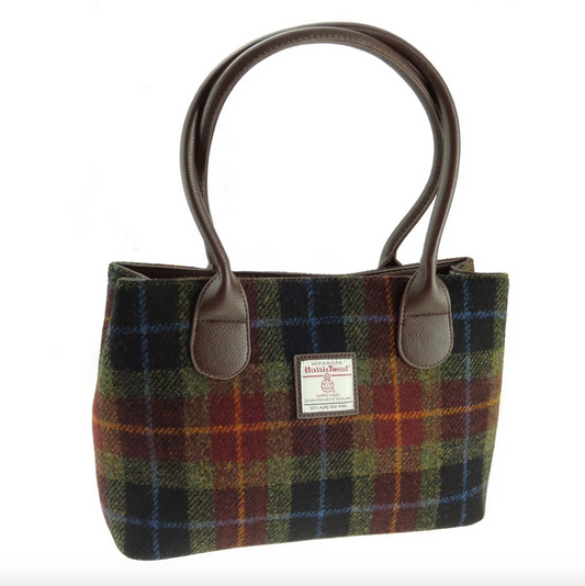 Rust Brown Green Check Tartan 'Cassley' Handbag