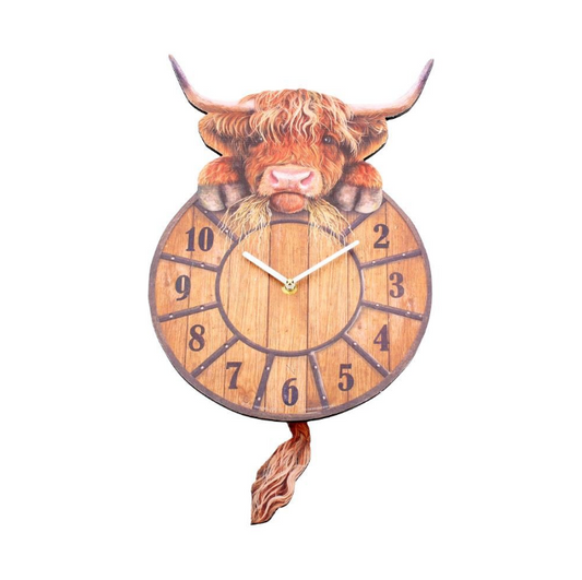 Highland Cow Pendulum Clock
