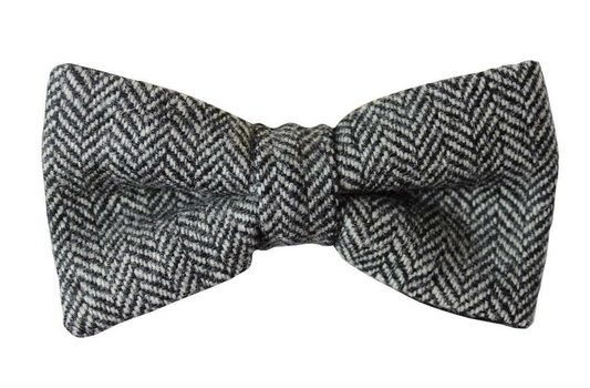 Luxury Grey Harris Tweed Pre-tied Bow Tie