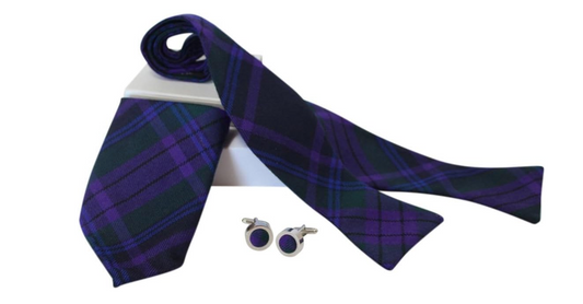 Spirit Of Scotland Tartan Bow Tie, Pocket Square & Cufflink Set