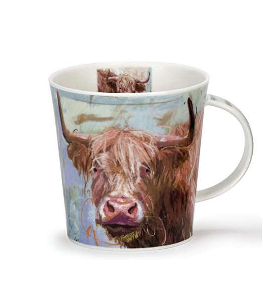 Highland Cow On Canvas China Mug