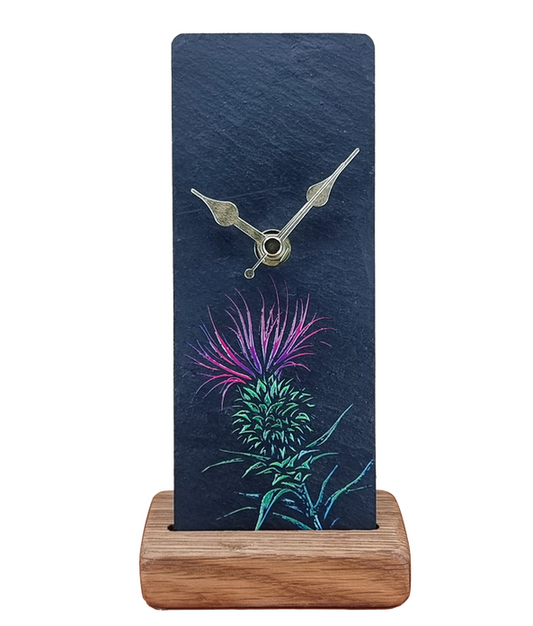 Slate Thistle Clock - Whisky Barrel Stand