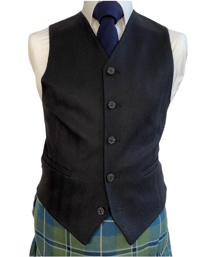 Black Clunie Herringbone Highland Jacket & Waistcoat