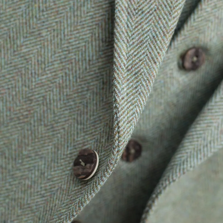 Moss Green Clunie Herringbone Highland Jacket & Waistcoat