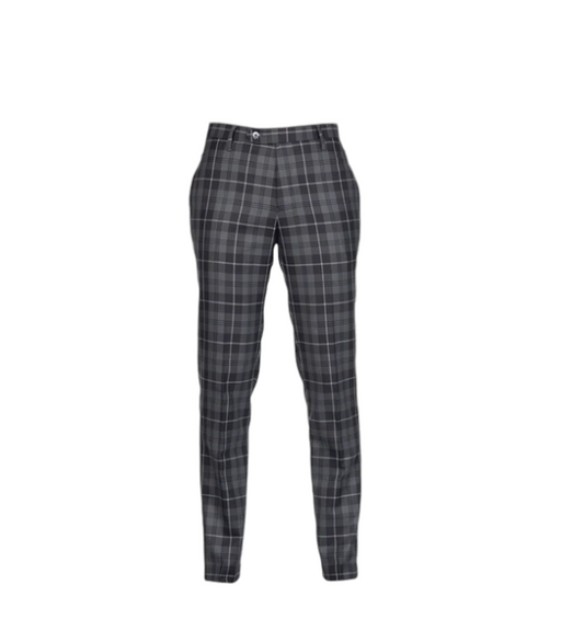 Men's Tartan Trousers - Grey Granite