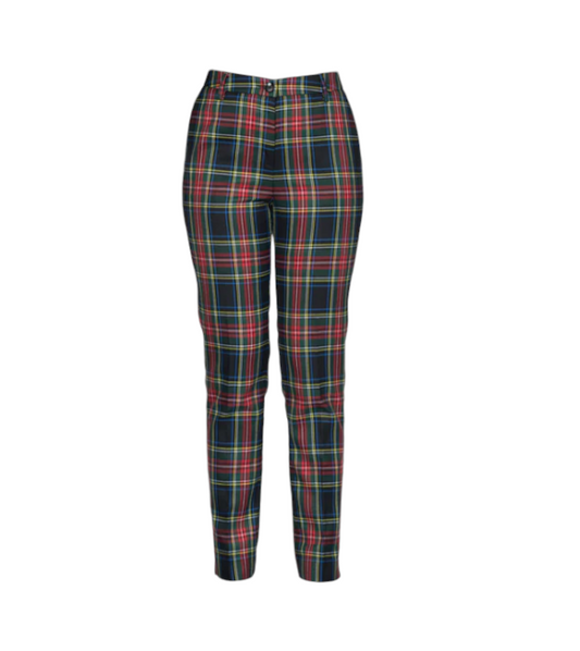 Women's Tartan Trousers - Black Stewart