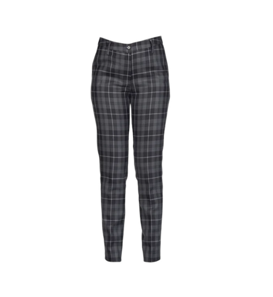 Women's Tartan Trousers - Grey Granite