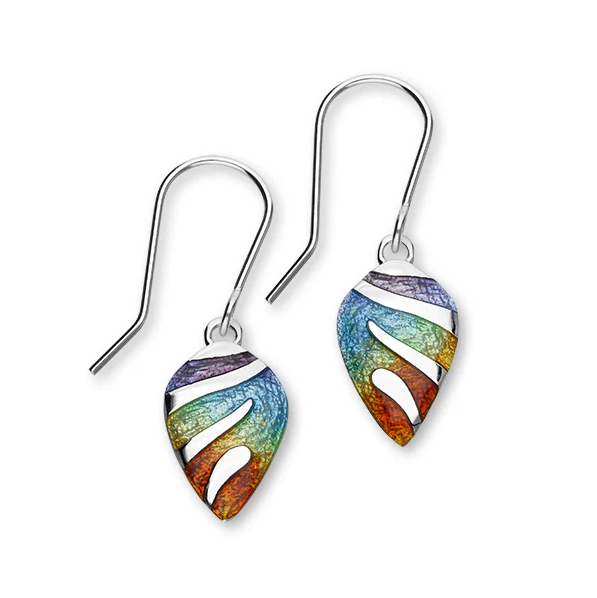 Single Drop Rainbow Sterling Silver Dangle Drop Earrings