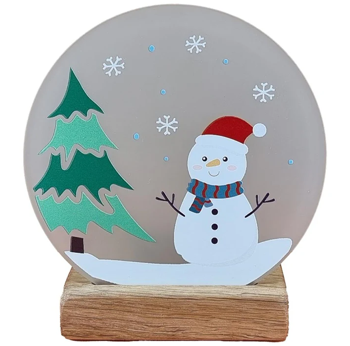 Christmas Snowman Round Candle Holder