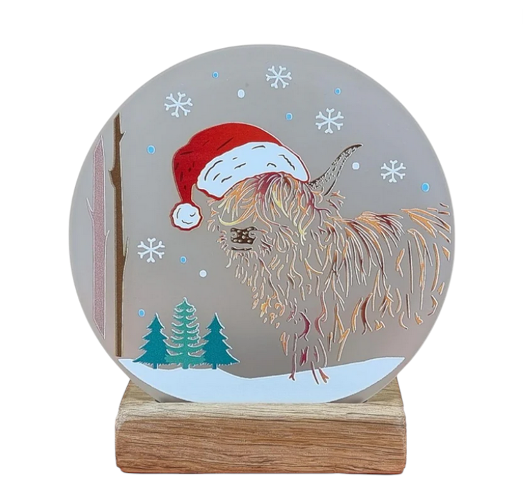 Christmas Cow Round Candle Holder