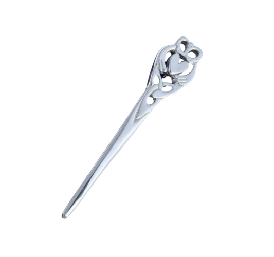 Polished Pewter Claddagh Kilt Pin