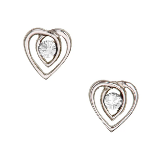 Crystal Stone Celtic Heart Studs