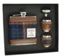 Navy and Orange Rust Tartan Hip Flask Cup Set