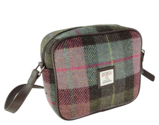 Muted green & Pink Tweed Almond Bag