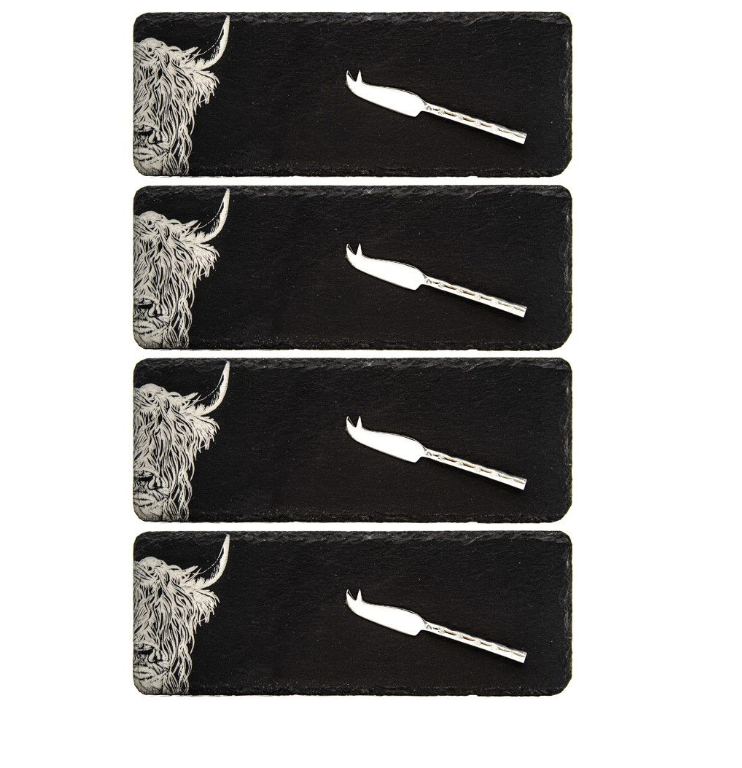 Highland Cow Slate Cheeseboard Set Of 4