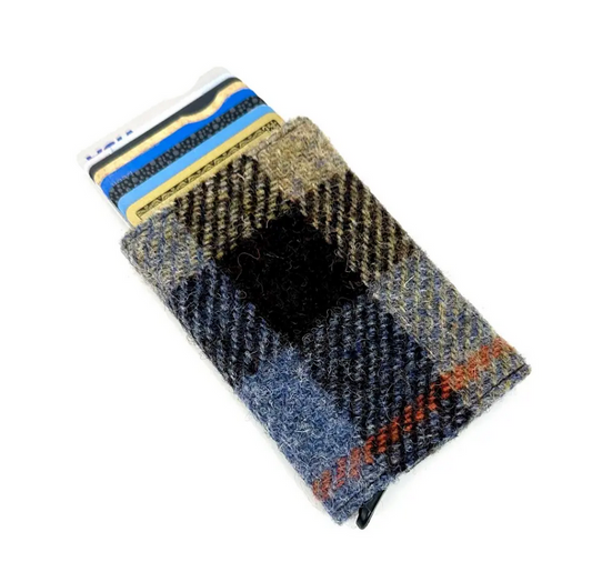 Blue And Brown Tweed Card Holder