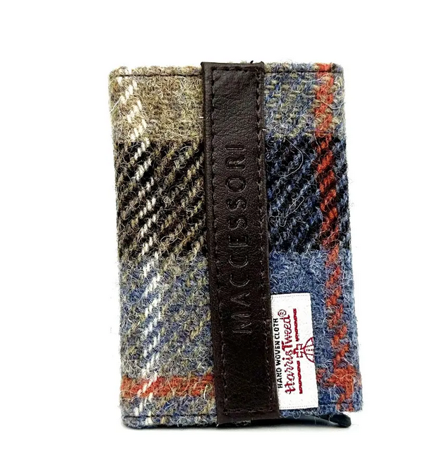 Blue And Brown Tweed Card Holder