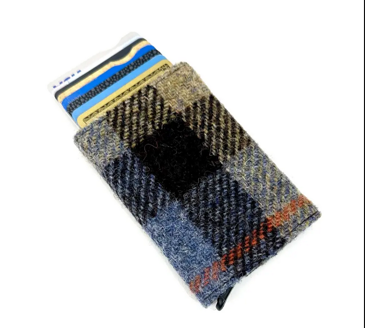 Blue And Brown Tweed Card Holder