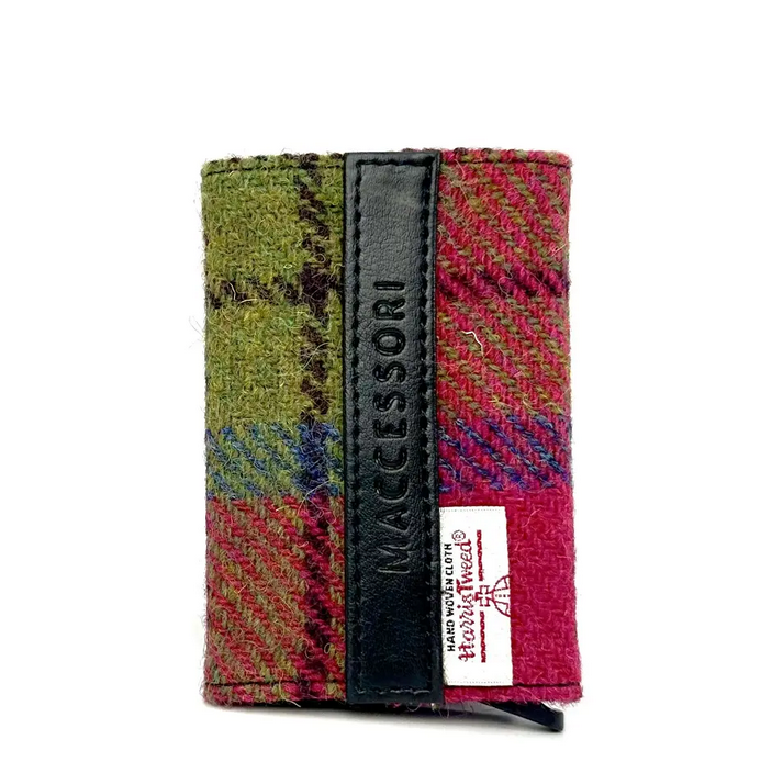 Blue And Pink Check Tweed Card Holder