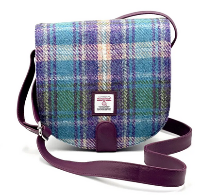 Green And Purple Tweed Cross Body Bag