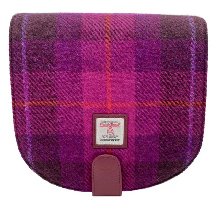 Purple Check Tweed Cross Body Bag