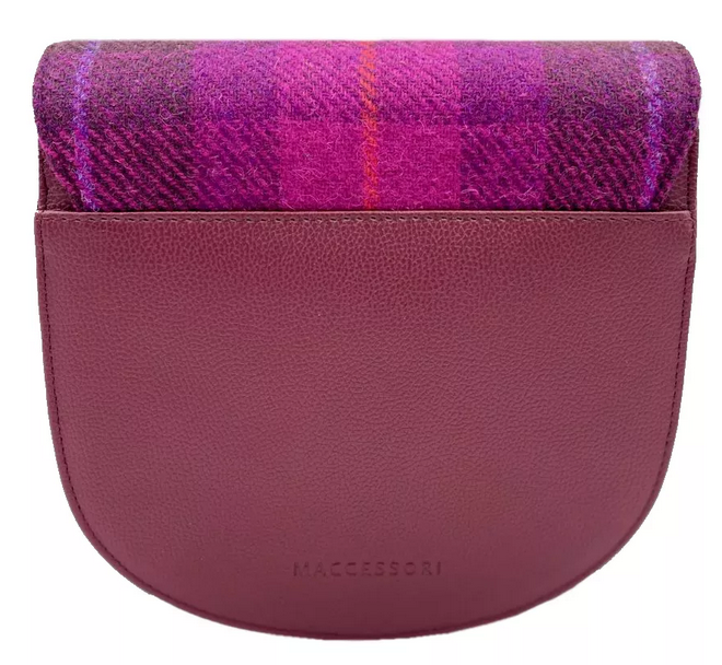 Purple Check Tweed Cross Body Bag