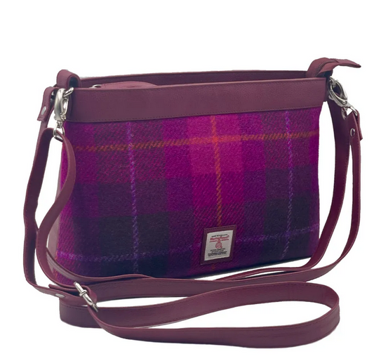 Purple Check Tweed Large Shoulder Bag