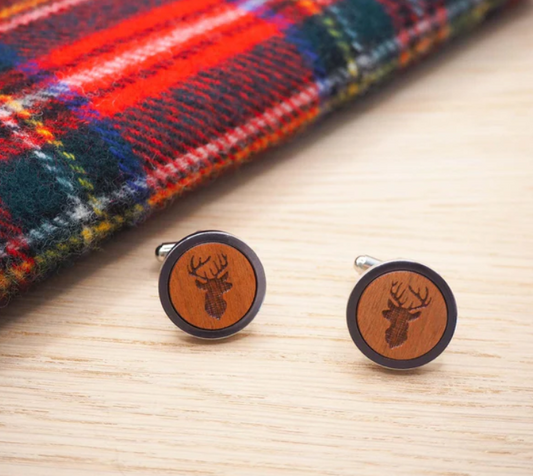 Stag Head Wooden Cufflinks