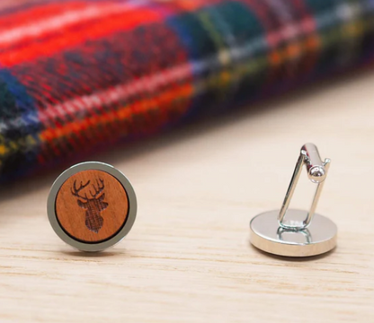 Stag Head Wooden Cufflinks