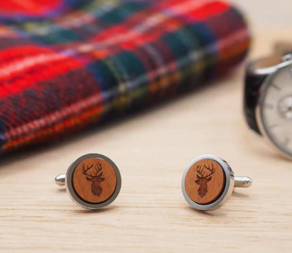 Stag Head Wooden Cufflinks