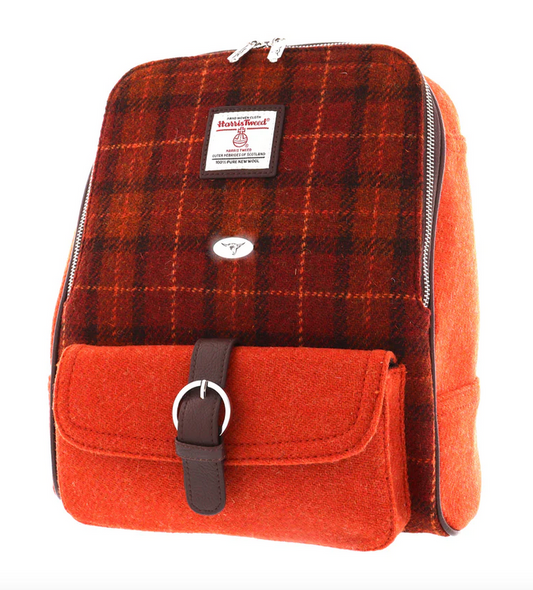 Burnt Orange Tartan Large Backpack