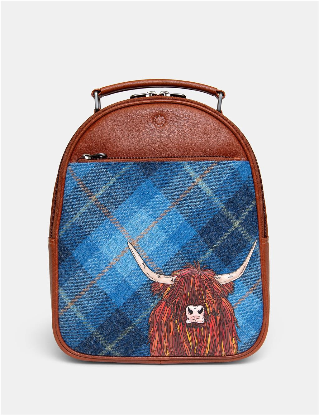 Blue Highland Cow Backpack