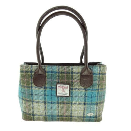 Light Blue Sage Green Tartan Handbag