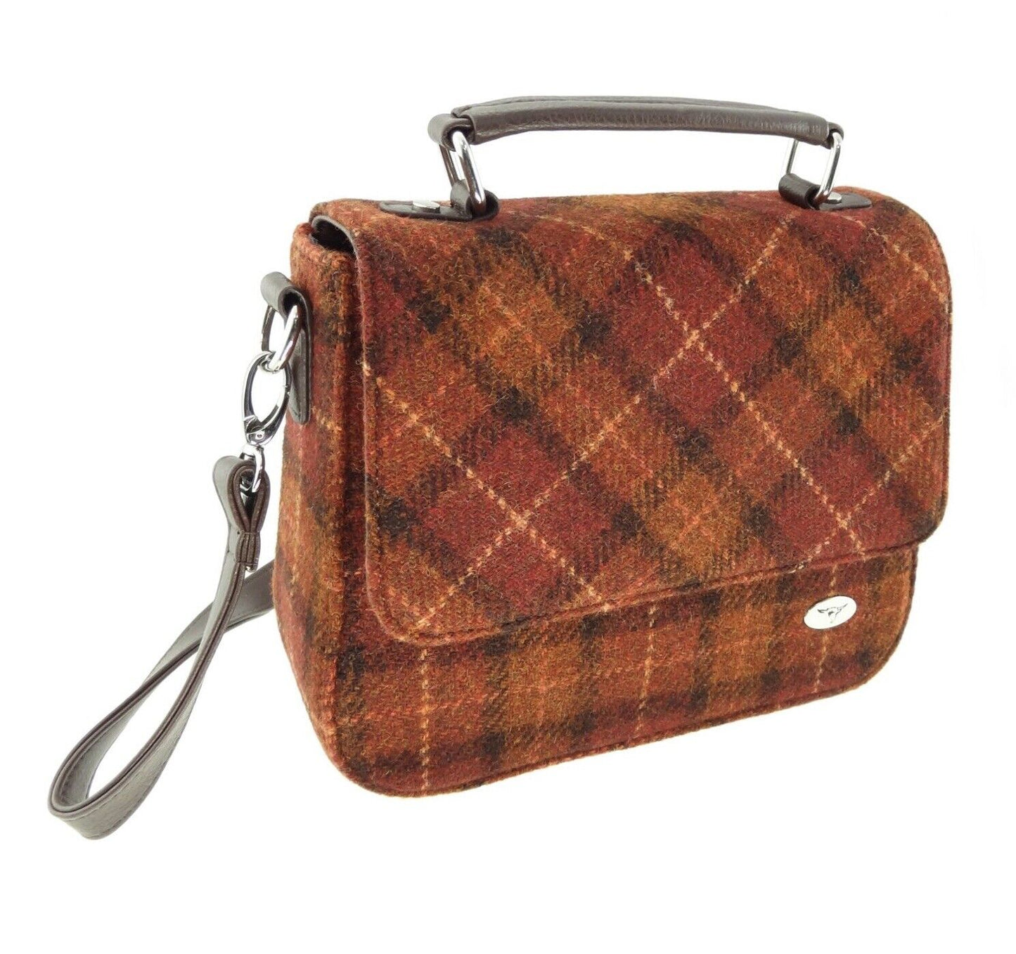 Burnt Orange Tartan Grab Handbag