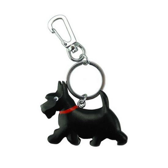 Wooden Scottie Dog Keyring