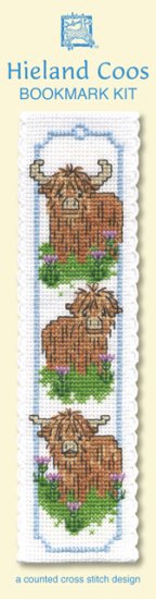 Three Highland Cows Bookmark Cross Stitch Kit
