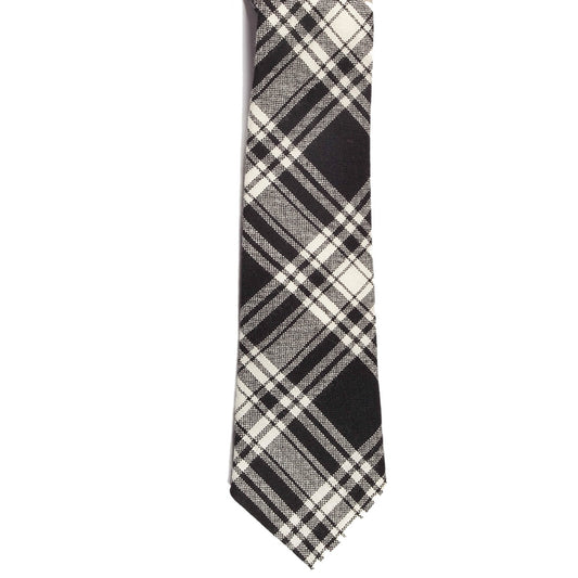 Tartan Neck Tie - Menzies Black and White